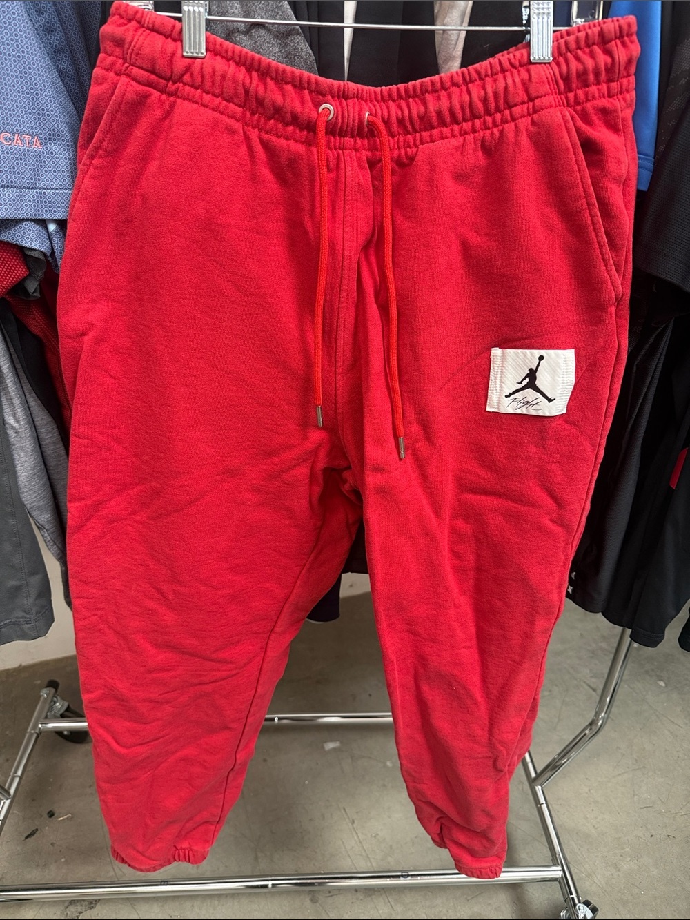 Jordan Red Fleece Joggers with Jumpman Patch
